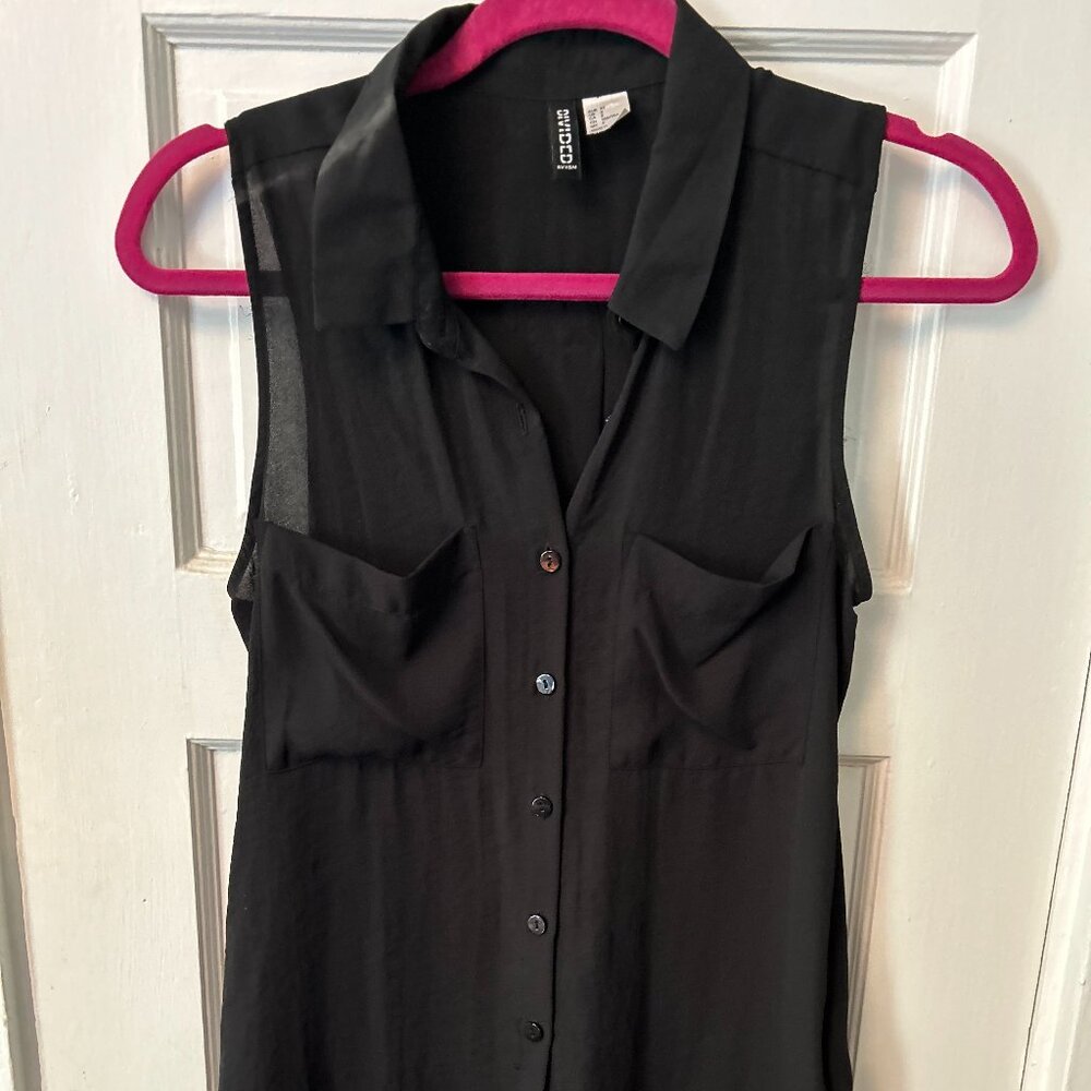 H&M Black Sheer Sleeveless blouse, size 2